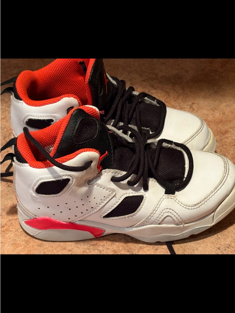 Jordan Kids High-Top Sneakers in White, Black & Red